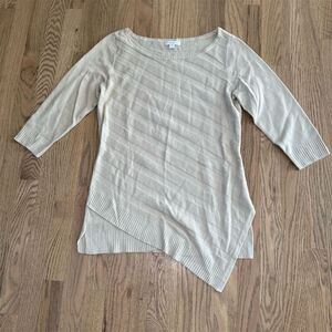 New York & Company Beige Asymmetrical Sweater Size Small
